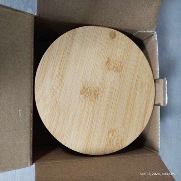 BNIB Bamboo spices circular box with rotating lid, encompassed‎ spoon non toxic - Picture 13 of 14